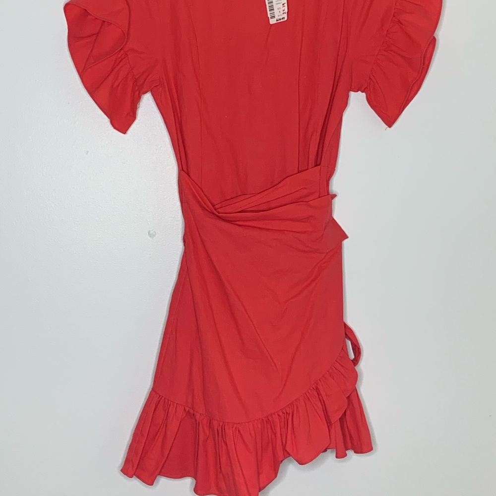 Coral color mini dress
